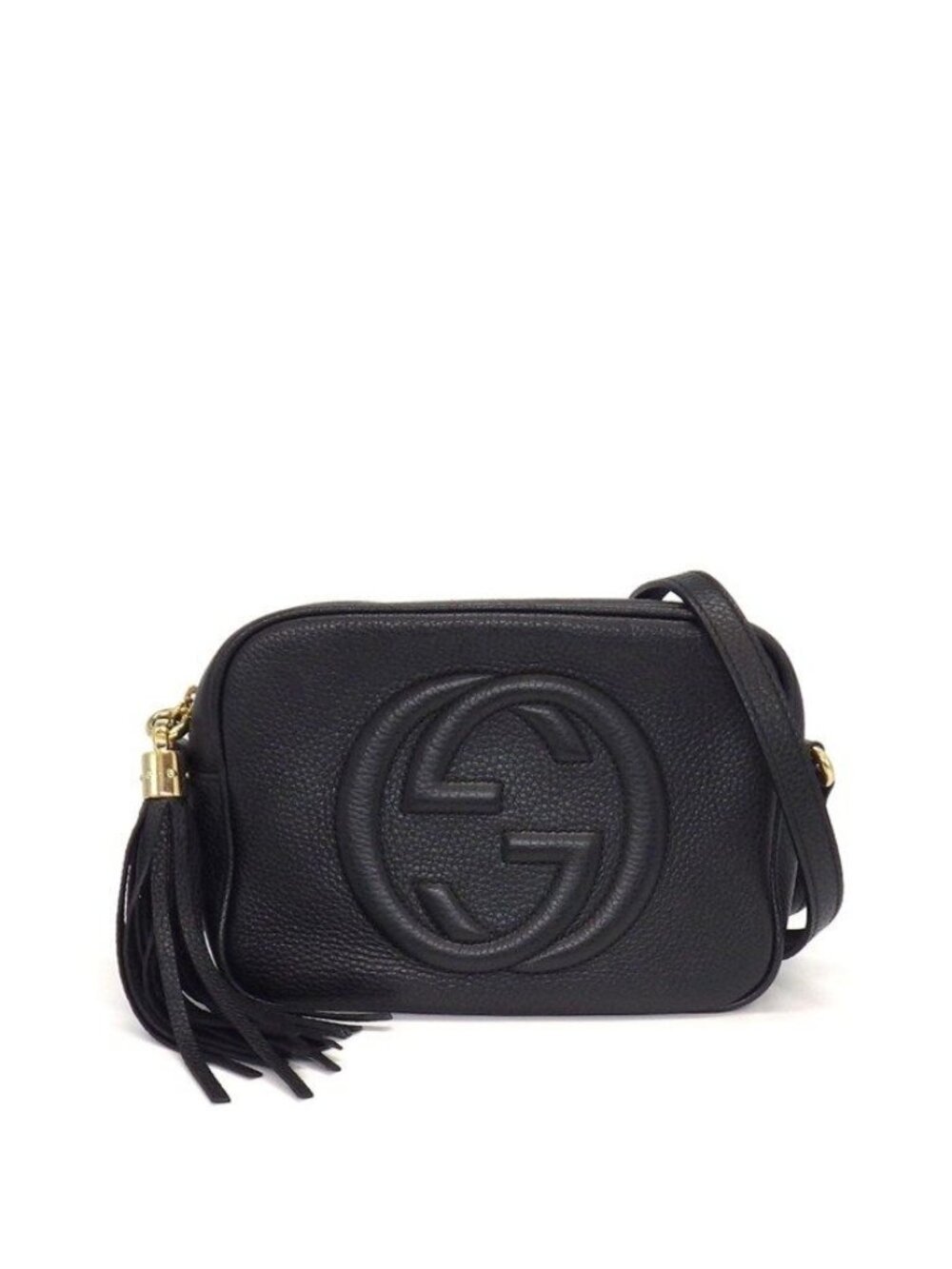 Gucci Shoulder Bag Soho Small Tassel Disco Black Leather Gold